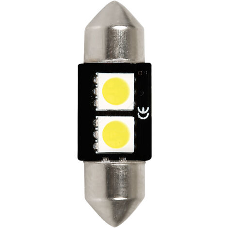12V Led Series - 2 SMD x 3 chips - 10x32 mm - SV8,5-8 - 1 pz  - Scatola - Bianco - Doppia polarità - Resistenza incorporata