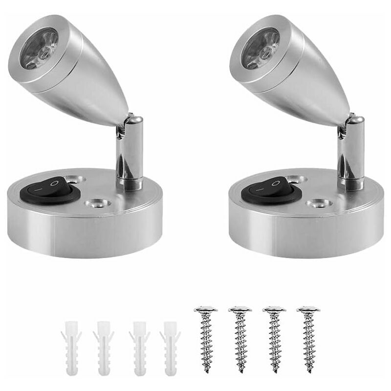 12V led Spot Reading Light, 2 Pieces Caravan Interior Lights, 3W led Motorhome Reading Lights with Switch, Auto led Interior Light for Motorhome,