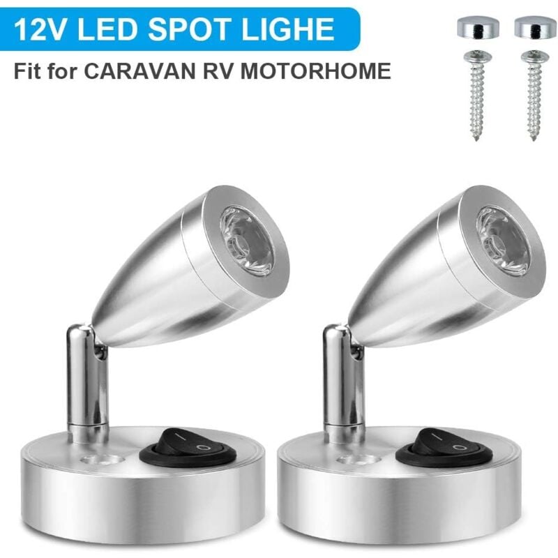 12V LED Spot Reading Light Adjustable Switch Warm Light for Camper Van Boat Led Interior Light (2 PCS)