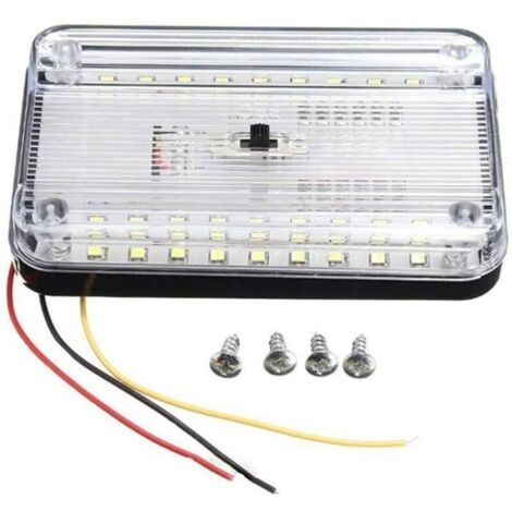 12V Lumières Toit IntéRieures Voiture, 36 LEDs RV éclairage Lampe avec Bouton, Rectangulaire Plafonnier pour Voiture Caravane B A200