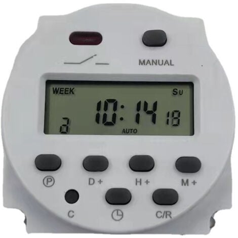 RNEMITERY 12V Mini LCD Numérique LCD Puissance Programmateur Hebdomadaire Commutateur de Relais Minuterie Numérique Commande de Minuterie de Puissance avec couvercle étanche Blanc