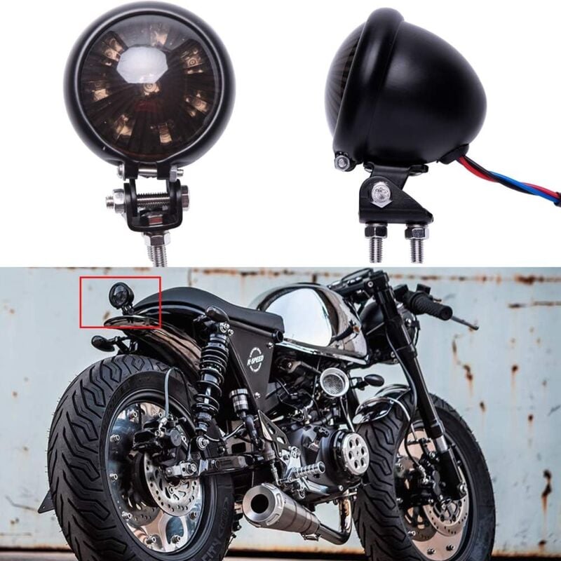 Csparkv - 12V Moto Feux Arrière Feu Stop smoke led Frein Arrière Lampe pour Street Bike Chopper Bobber Cafe Racer Cruiser.