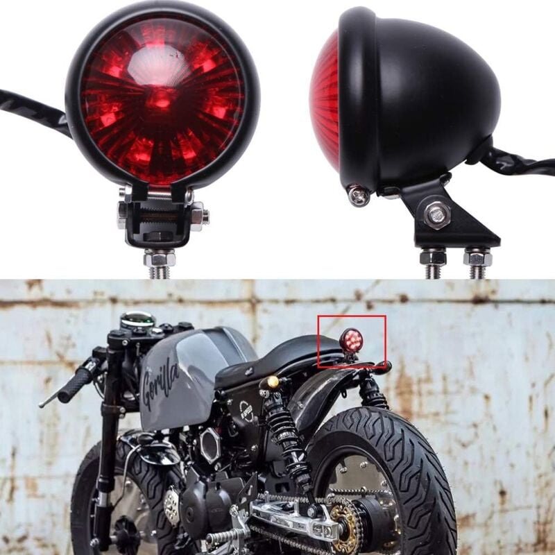 Csparkv - 12V Moto Feux Arrière Feu Stop Rouge led Frein Arrière Lampe pour Street Bike Chopper Bobber Cafe Racer Cruiser.