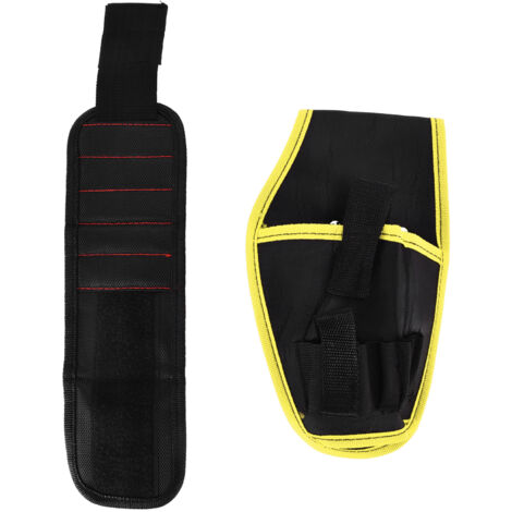 12V Multifunktions-Gürtelholster für Bohrmaschinen mit magnetischem Armband und gelber Zierleiste
