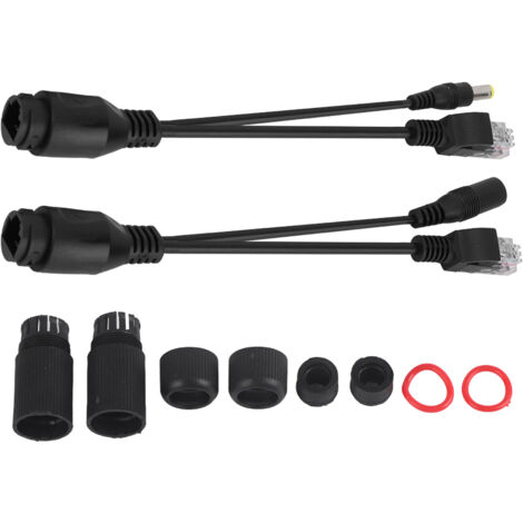12V Passiver PoE-Adapter Injektor Kabeltrenner Wasserdicht Schwarz