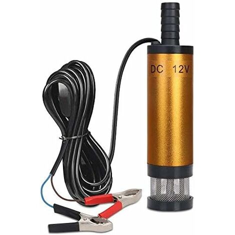 12V Pompe à Huile, Pompe Carburant avec Clip Huile Diesel Huile de Chauffage Pompe Submersible Eau Transfert de Carburant Allume-Cigare avec Filtre Amovible pour Caravane, Bateau Marin