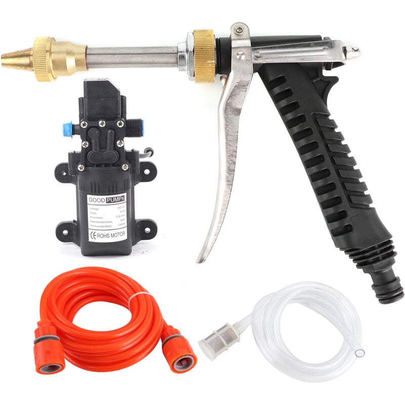 Eosnow - 12V Portable 130PSI Nettoyeur Haute Pression Pompe à Eau Kit Tuyau 80W Voiture Puissant Nettoyant De Lavage