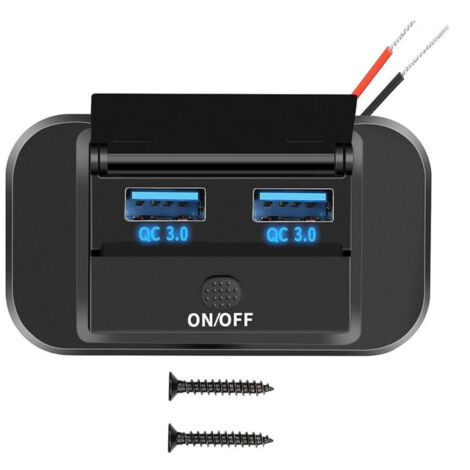 12V Prise Chargeur USB de Voiture 36W Double QC3.0 USB avec Interrupteur près pour 12V/ 24V Voitures Bateaux