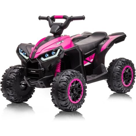 LUNSY 12V Quad Electrique pour Enfants, Voiture Electrique Enfant ATV avec Musique, Klaxon, Phare LED, 83x 53x 56cm Rose