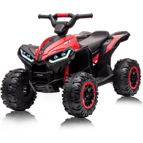 LUNSY 12V Quad Electrique pour Enfants, Voiture Electrique Enfant ATV avec Musique, Klaxon, Phare LED, 83x 53x 56cm Rouge