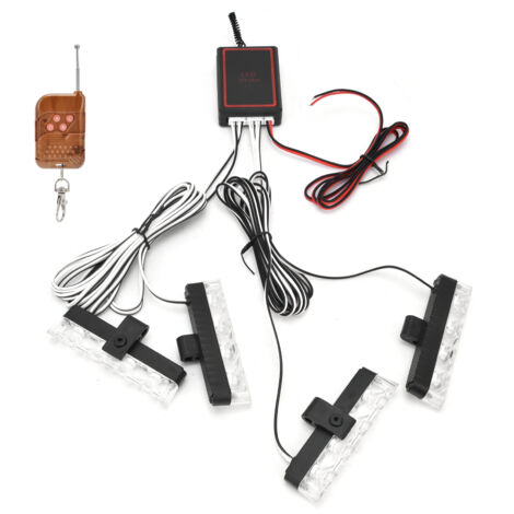 12V rote und blaue LED-Blitzlichtanlage mit Fernbedienung, 4x4 synchronisierte LEDs