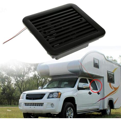 main image of "12V Side Exhaust Port Air Fan One-Way Ventilation Fans Dust-proof Strong Wind Cooling Fan for Car RV Caravan Van(Black)"