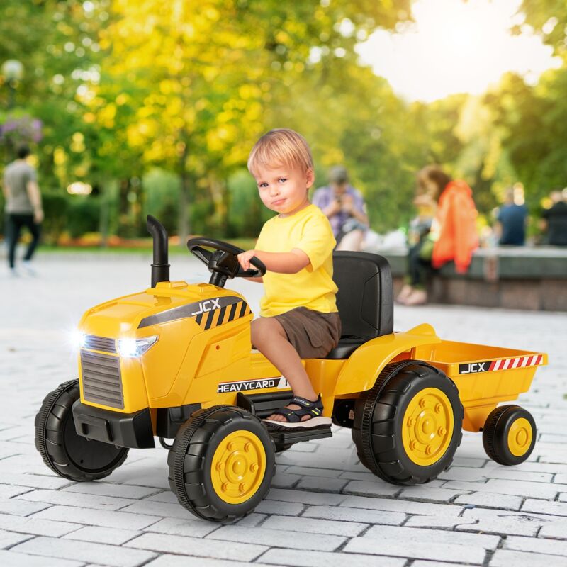 Maisonchic - 12V Tracteur Électrique Enfant avec Télécommande Voiture Électrique à 6 Pneus 2,5-3,5km/h Charge 30kg pour 3-8 Ans Jaune CW4479 design in