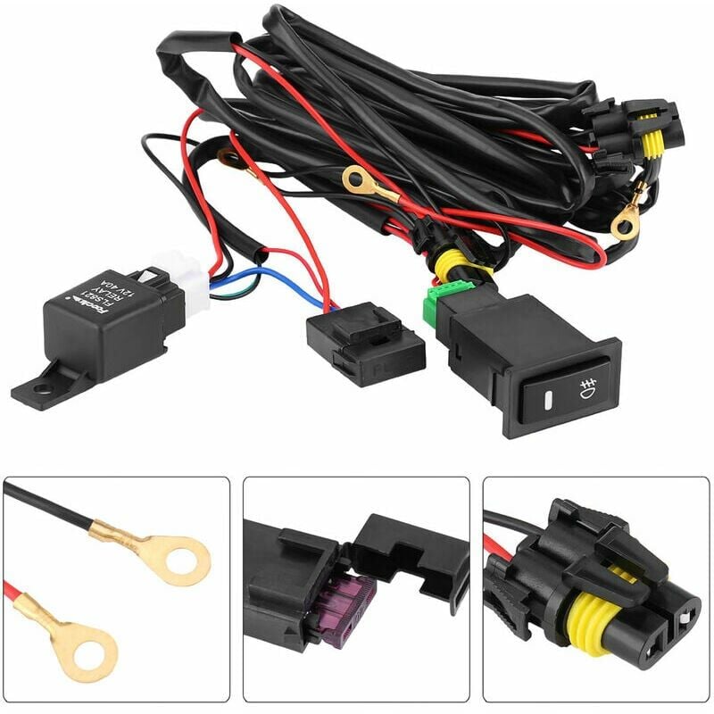12V universel voiture led antibrouillard interrupteur marche/arrêt faisceau de cblage fusible relais Kit