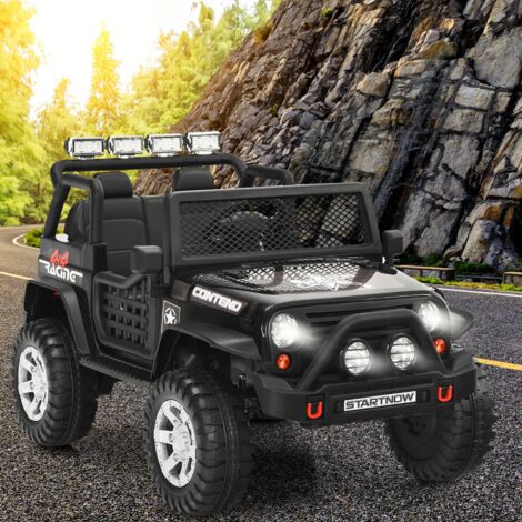 12V Voiture Électrique avec Télécommande 2,4G avec Lumières LED&Musique&Klaxon Démarrage Lent 3 Vitesses Charge 50kg pour 3 Ans+ Noir CW9980 DESIGN IN