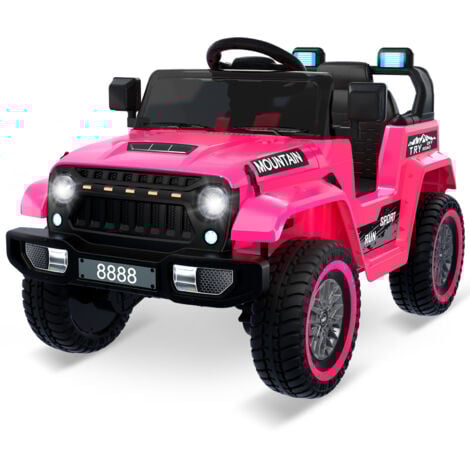 LUNSY 12V Voiture Electrique Enfants avec Télécommande 2,4G, Véhicule Electrique avec Musique & Lumières LED,Charge 35kg pour Enfants de 3-8 Ans+ (rose)