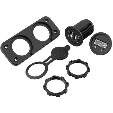 12V wasserdichter Dual-Port-USB-Stromausgangsstecker mit DC-LED-Voltmeter für Auto, Boot und Marine, 2-Port-USB-Ladegerät.