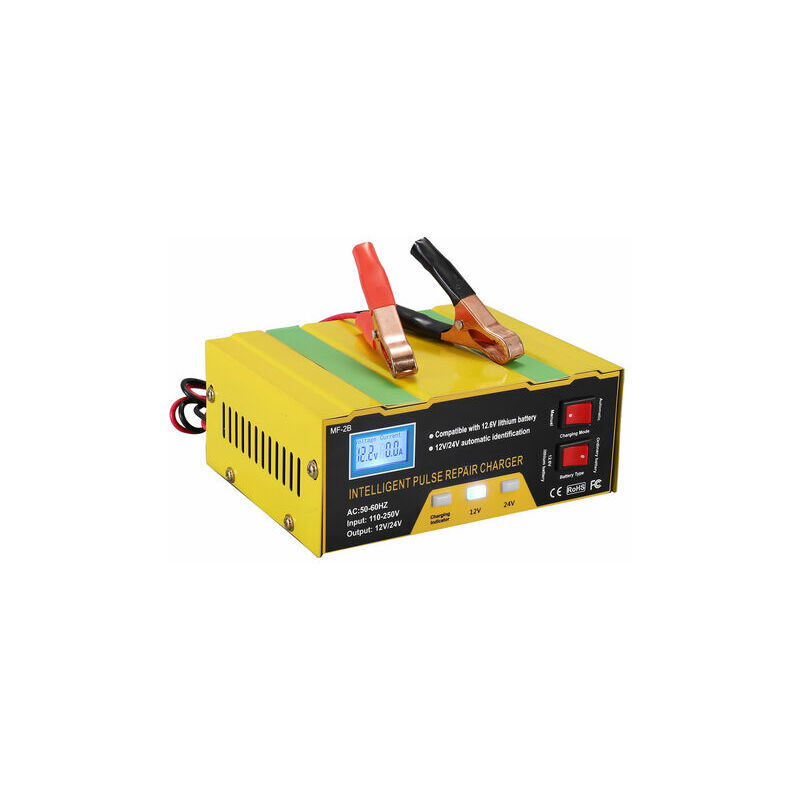 12V/24V Chargeur De Batterie Intelligent, Chargeur De Type Pulse Repair Avec Affichage Digital Pour Batterie De Voiture, Cellule, Moto
