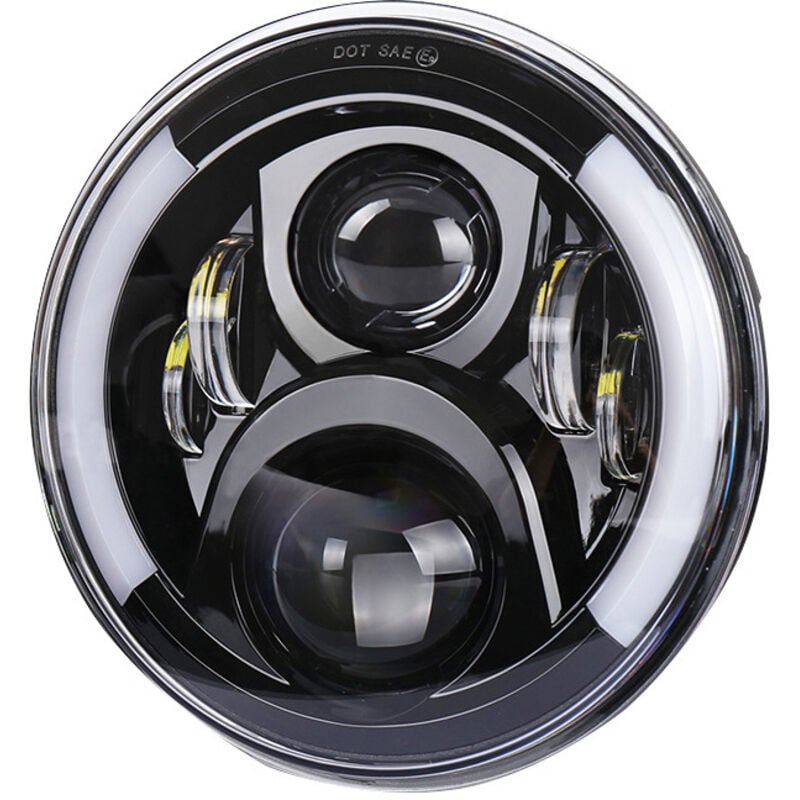 Image of 12V/24V LED-Motorradscheinwerfer, runde Retro-Blinker, 7-Zoll-Scheinwerferersatz für Jeep Wrangler