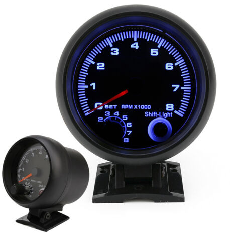 12v3.75 Zoll 12V Universal Auto Blaulicht Zeiger Drehzahlmesser Auto Modifikation Drehzahlmesser Auto Instrument