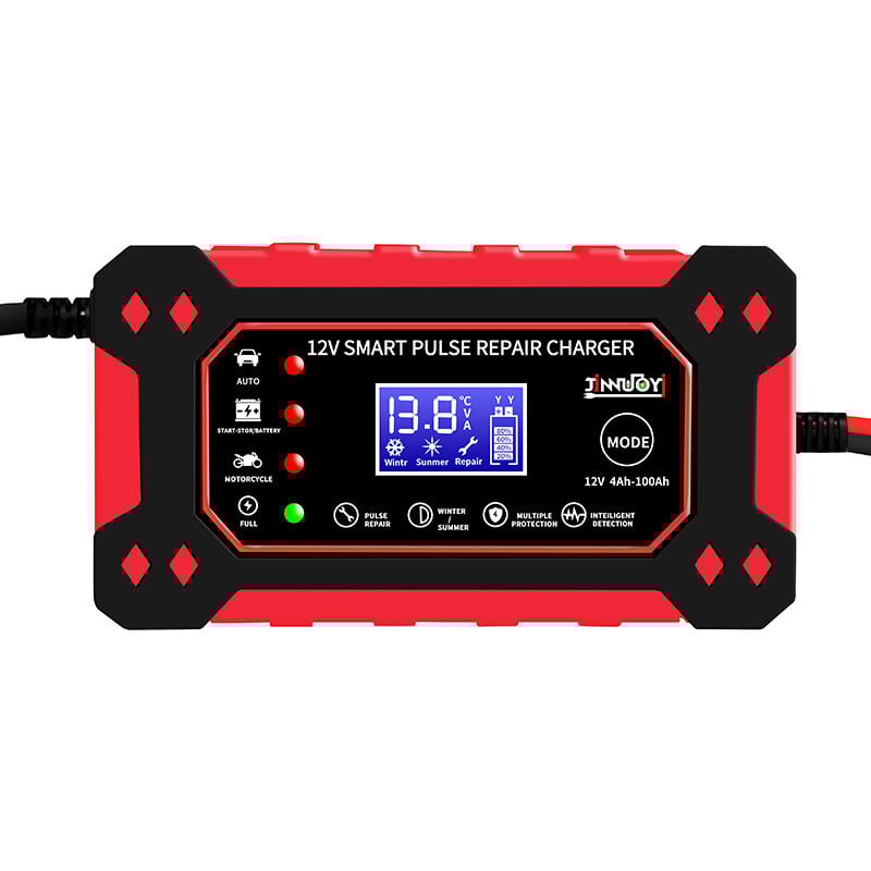 12V6A Chargeur de Batterie,Chargeur Batterie Moto Mainteneur avec Automatique Réparation Fonction avec Écran LCD,Chargeur Moto pour Voiture Moto