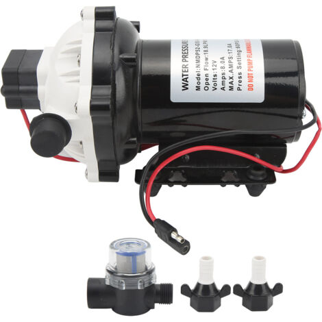 12VDC Selbstansaugende Membranpumpe 18,9 l/min 5,0 gpm Nennfördermenge mit 15A Sicherung für Yachten und Wohnmobile.