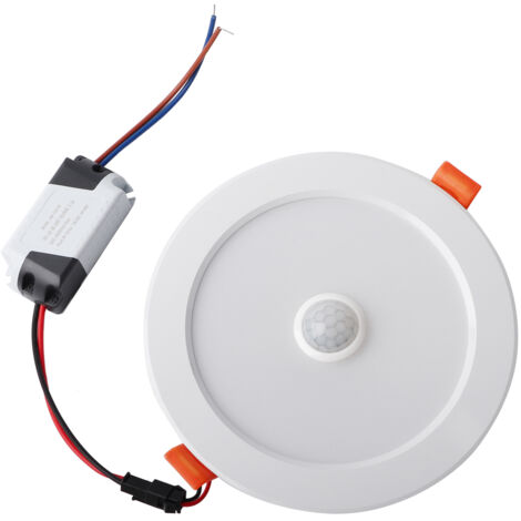 12W AC85265V LED Plafonnier Downlight Capteur de Corps Humain Lampe Encastrée pour Intérieur Intérieur (Blanc Pur 6000K)