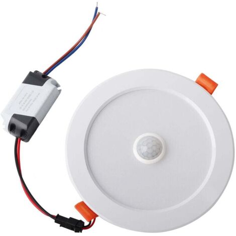 12W AC85265V LED Plafonnier Downlight Capteur de Corps Humain Lampe Encastrée pour Intérieur Intérieur (Blanc Pur 6000K)