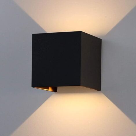 12W Applique Murale Interieur/Exterieur Avec Angle de Faisceau Réglable Appliques Murales LED 3000K Blanc Chaud Lampe Murale Etanche IP65 Applique pour Salon Chambre (Noir)