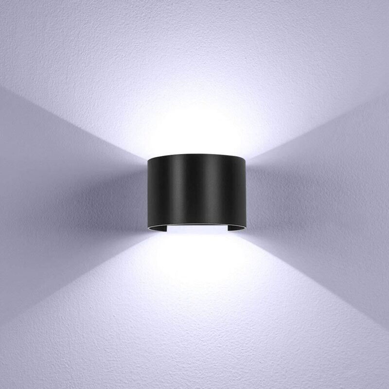 12W Applique Murale Led Interieur Lampe de Mur Blanc Froid Moderne Decoration Noir pour Chambre Bureau Salon Salle de bain Couloir
