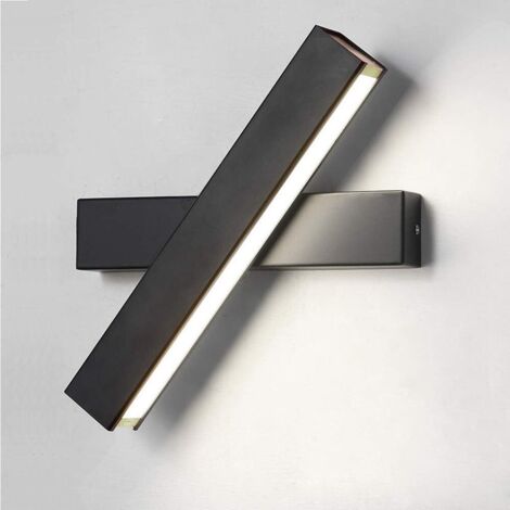 12W Applique Murale LED Lampe Blanche Designe Créatif Luminaire Intérieur Rotation de presque 360 degrés Blanc Froid Lampe de Mur pour Chambre Salon Bureau Couloir (Noir)