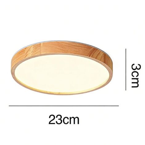 12W dimmbare LED-Deckenleuchte mit Fernbedienung, 220V, Holzoptik, 230x28mm ultradünne runde Deckenleuchte für Schlafzimmer, Wohnzimmer, Küche