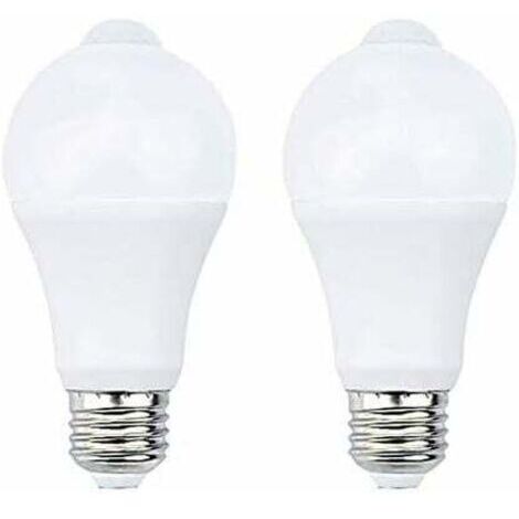12W E27 PIR Infrarouge Ampoule LED avec Détecteur de Mouvement ON/OFF Automatiquement A60 220V 1200lm équivalent 120W Halogène pour Escalier Couloir Garage（Lot de 2, Blanc Froid 5700K） [Classe énergét