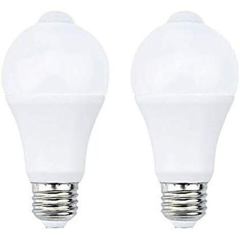 12W E27 PIR Infrarouge Ampoule LED avec Détecteur de Mouvement ON/OFF Automatiquement A60 220V 700lm équivalent 70W Halogène pour Escalier Couloir Garage(Lot de 2,Blanc Chaud 2700k)