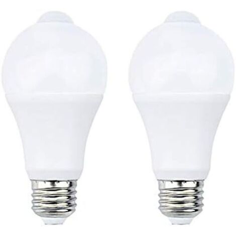 12W E27 PIR Infrarouge Ampoule LED avec Détecteur de Mouvement ON/OFF Automatiquement A60 220V 700lm équivalent 70W Halogène pour Escalier Couloir Garage（Lot de 2,Blanc Chaud 2700k）