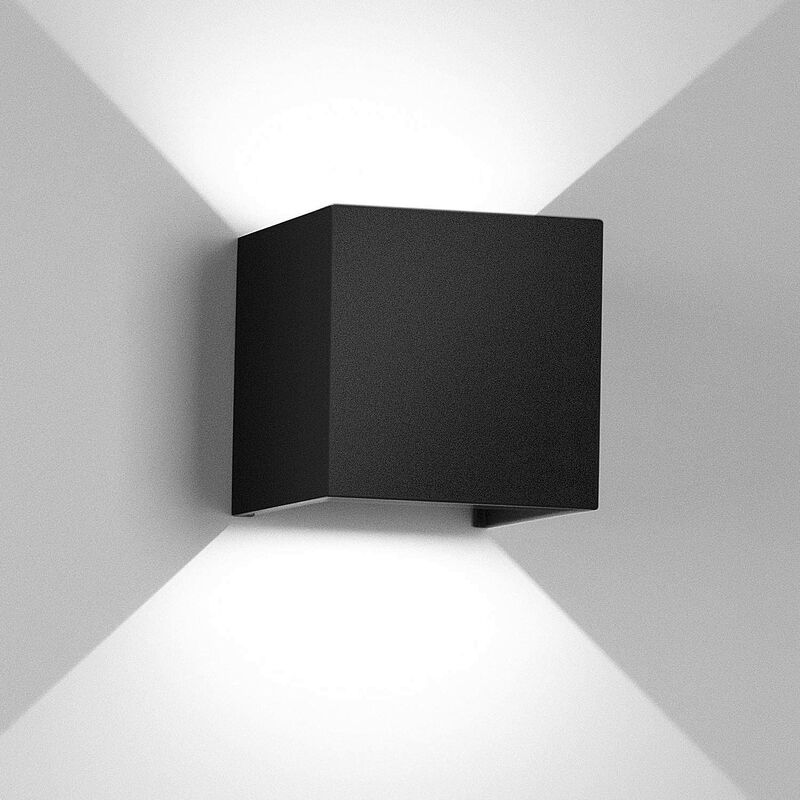 Wottes - 12W LED adjustable angle wall light, modern creative waterproof decorative lamp bedroom bathroom living room Cold black - Black