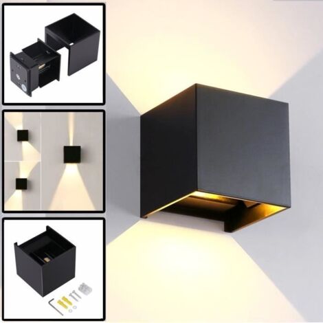 12W Led Applique Murale Exterieur/Interieur IP65 Réglable Design Moderne Blanc Chaud