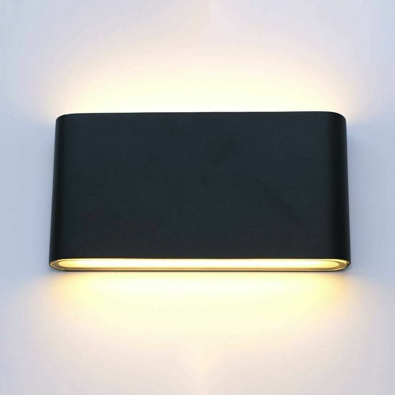 12W led Outdoor Wall Lamp Waterproof Aluminum Wall Lights Porch Garden Corridor Wall Sconce Indoor Wall Light Warm White 3000K (Black) [Energy Class
