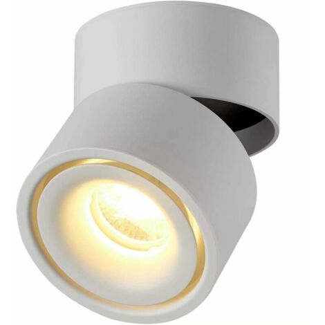 12W LED Projecteur, Spot d'intérieur，Lampe Orientable Métal，COB LED 10x10cm/Aluminium Lampe murale ，Blanc-3000K，
