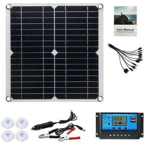 12W Panneau Solaire Mono Photovoltaïque Module 100A Contrôleur pour Car Caravan Home Garden Batterie Chargeur - RWPanneau solaire