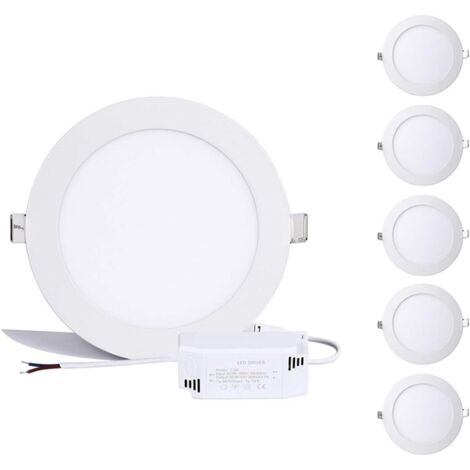 12W Round LED Panel Light, Recessed LED Spotlight Neutral White 6000K-6500K Recessed Ceiling Downlight, Extremely Flat, Driver Included, 230V 960Lumen Replace Halogen 100W[A+]
