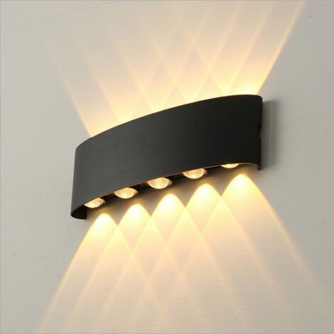12W Wandleuchte Moderne LED Wandleuchte Warmweiß Aluminium Deckenleuchte (Schwarz) für Schlafzimmer Bad Flur Treppe Wohnzimmer