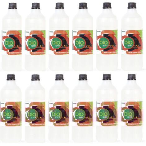 12x 1 LT BIOETANOLO, SprintChimica, COMBUSTIBILE Ecologico Naturale, INODORE, per Camino BIOCAMINO