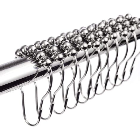 12x 38mmanneaux De Douche Anneaux De Rideau De Douche Anneaux De Suspension En Acier Inoxydable Avec Systme Coulissant, 12 Crochets Simples