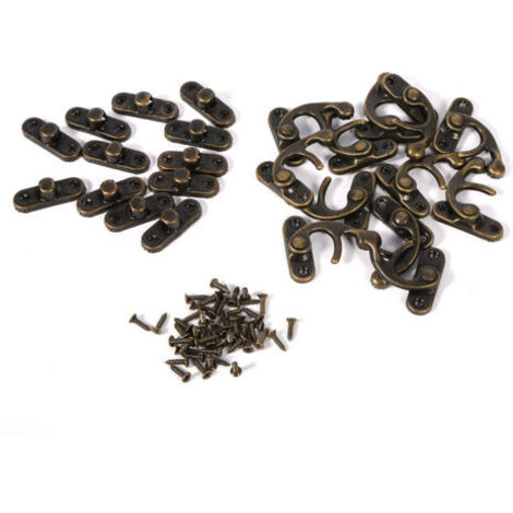 12X  Antiquaire Décoratif Bijoux Cadeau Vin Boîte en Bois Hasp Latch Crochet avec Vis Crochet droit en bronze
