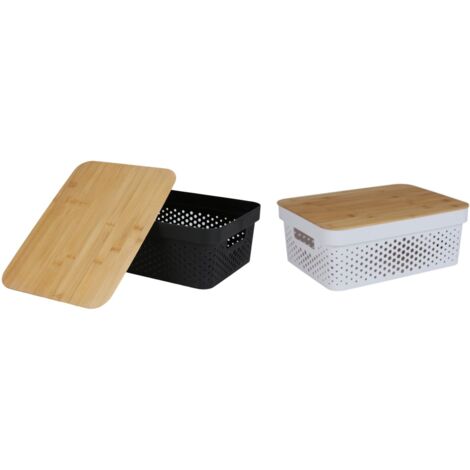 12x Aufbewahrungsbox mit Bambusdeckel 11L Aufbewahrungskiste Allzweckbox Dekoration
