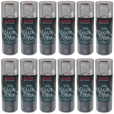 12x Baufix Chrom Silber Effektlack Lackspray 400ml Farbspray Sprühdose Spraydose