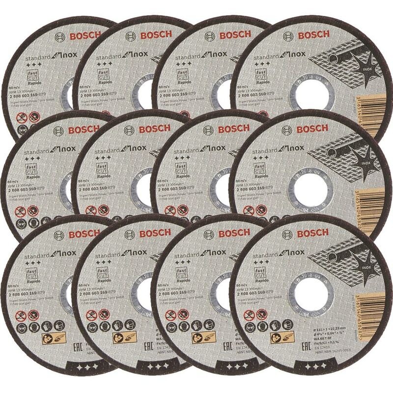Bosch - 12x 115mm 1mm Thin Slit Cutting Discs Blades Inox Rapido 4.5' 2608603169