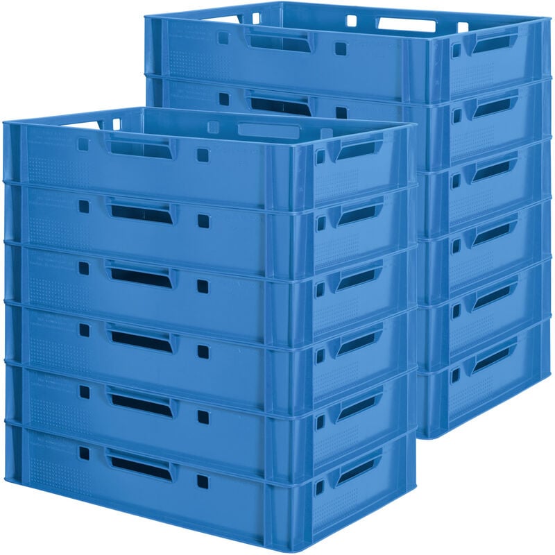 Kingpower - 12x Boucher Caisse Viande Caisse Eurofleischkiste Bleu Caisse Empilement Plastique
