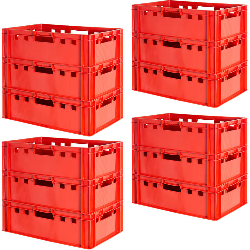 12x Boucher Caisse Viande Caisse Eurofleischkiste Rouge Caisse Empilement Plastique Kingpower